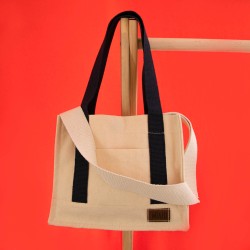 Lacivert Mini Tote Bag, Ön Cep Detaylı, 25 x 20 cm, Ayarlanabilir Omuz Askılı Kadın Kol Çantası