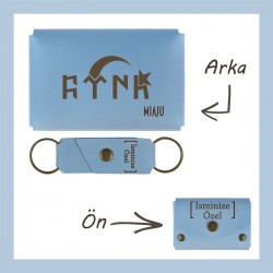 Açık Mavi, Türk Ve Ayyıldız Desenli, İsme Özel, Cüzdan Ve Anahtarlık Set, Hediyelik Anı, Hatıra