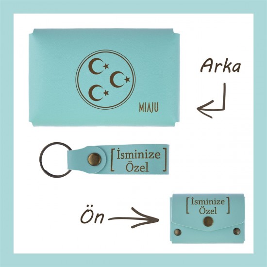 Turkuaz, Üç Hilal Ve Yıldız, İsme Özel Cüzdan Ve Anahtarlık Takımı, Hilalden Gurur Duyanlar İçin