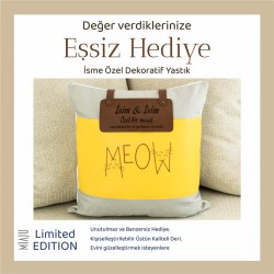 İsmine Özel, Ev Dekoruna Şıklık Katacak, Kedi Temalı, Sevimli ve Hediyelik Yastık, Kişiye Özel