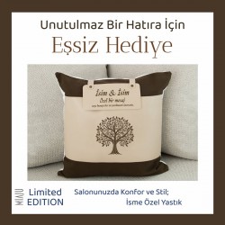 Hayat Ağacı Desenli, Evdeki Enerjiyi Yükseltici, Dekoratif İsme Özel Yastık, Hediyelik Kırlent